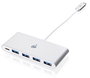 IOGEAR Hub USB-C vers 4 Ports USB 3.0 avec Pass-Through Charge 60W - Hub Compact Blanc pour Ordinateur Portable et Périphériques
