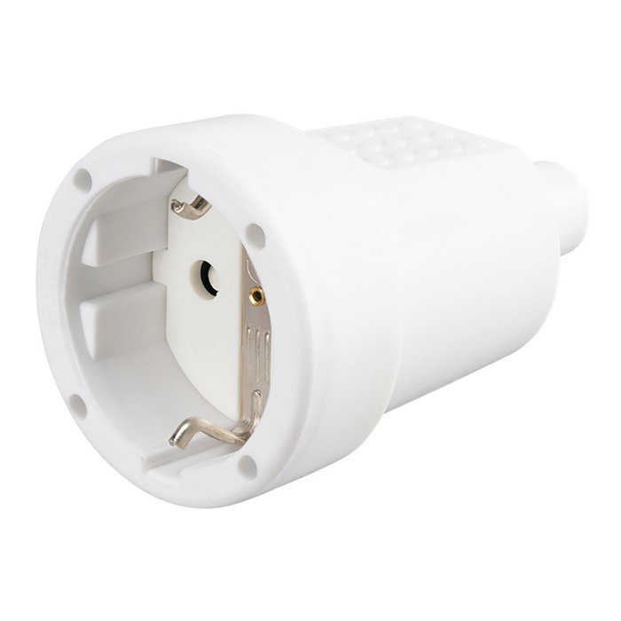 Simon Base aérienne Schuko en gomme blanche avec sortie de câble droite, 16A 250V~