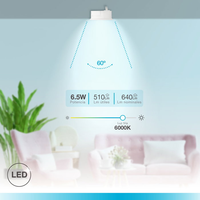 Module LED plat Série Lúbia pour spots et anneaux encastrables 60º 6,5W 6000K Module LED plat Série Lúbia pour spots et anneaux encastrables 60º 6,5W 6000K
