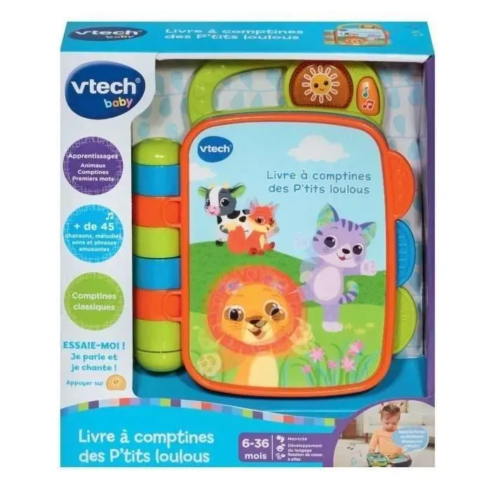 VTech Baby Livre Comptines des P'tits Loulous - Livre musical et interactif éducatif pour bébé de 6 à 36 mois avec 4 chansons et pages tournantes