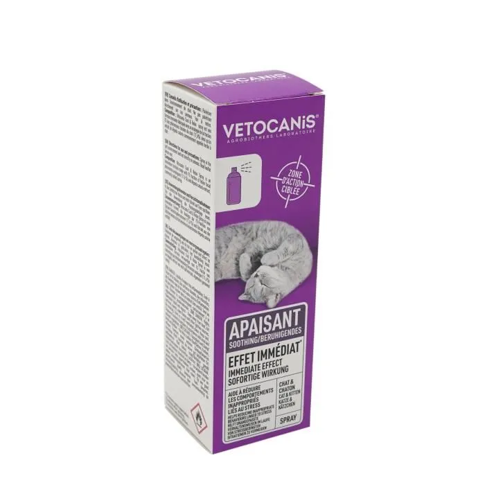 VETOCANIS Spray apaisant anti-stress pour chat - Formule à base de valériane, mélisse, passiflore, houblon et lavande pour calmer immédiatement VETOCANIS Spray apaisant anti-stress pour chat - Formule à base de valériane, mélisse, passiflore, houblon et lavande pour calmer immédiatement