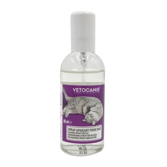 VETOCANIS Spray apaisant anti-stress pour chat - Formule à base de valériane, mélisse, passiflore, houblon et lavande pour calmer immédiatement VETOCANIS Spray apaisant anti-stress pour chat - Formule à base de valériane, mélisse, passiflore, houblon et lavande pour calmer immédiatement
