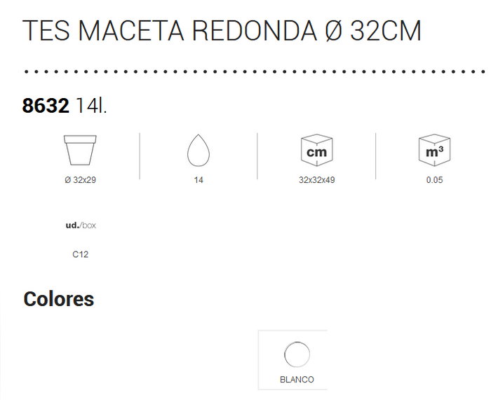 Plastiken Maceta Tes Blanco Ø320mm Plastiken Maceta Tes Blanco Ø320mm