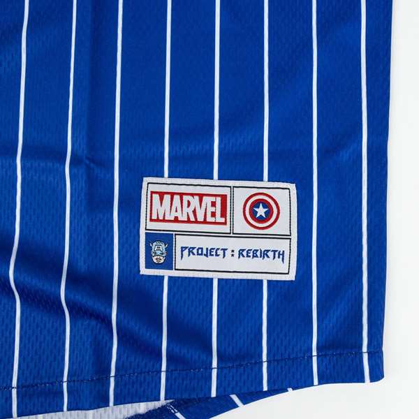 Marvel T-shirt manches courtes baseball Avengers Captain America Bleu Taille M