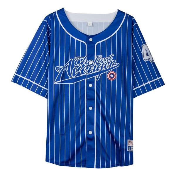 Marvel T-shirt manches courtes baseball Avengers Captain America Bleu Taille M