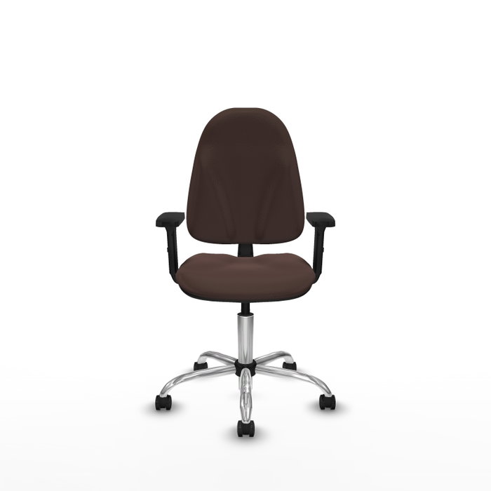 PIQUERAS Y CRESPO Chaise de bureau Algarra, similicuir marron foncé, accoudoirs 2D