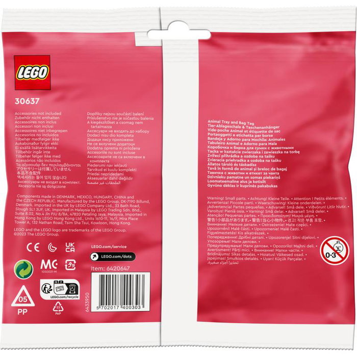 LEGO Dots 30637 Polybag : Pot de rangement animal et porte-clés à personnaliser - Série créative