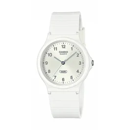 Casio MQ-24B Montre mixte analogique à quartz, cadran blanc, bracelet résine, étanche, autonomie 2 ans