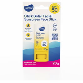 Senti2 Stick Solaire Visage SPF50 20g Baume Solaire Haute Protection UVA/UVB Résistant à l'eau Nourrissant