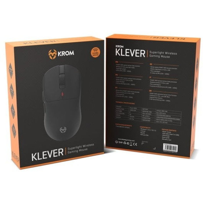 Krom Krom KLEVER Souris Gaming Sans Fil Noire 10000 DPI