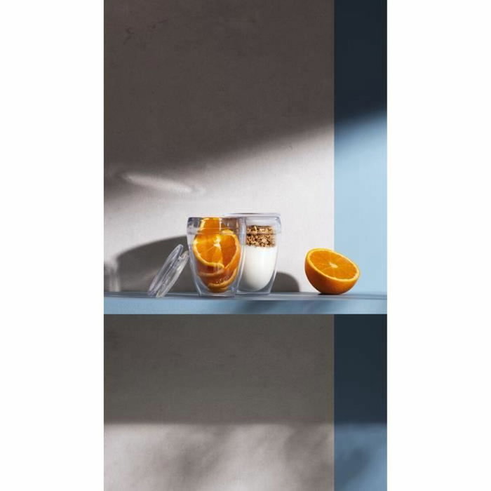 Bodum Set de 2 gobelets Pavina To Go transparents avec couvercle hermétique