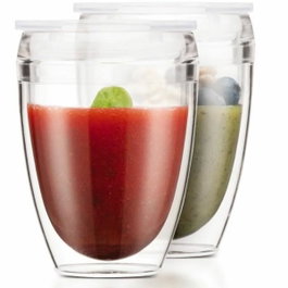 Bodum Set de 2 gobelets Pavina To Go transparents avec couvercle hermétique