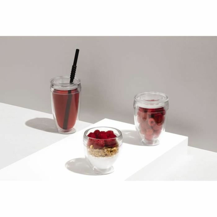 Bodum Set de 2 gobelets Pavina To Go transparents avec couvercle hermétique