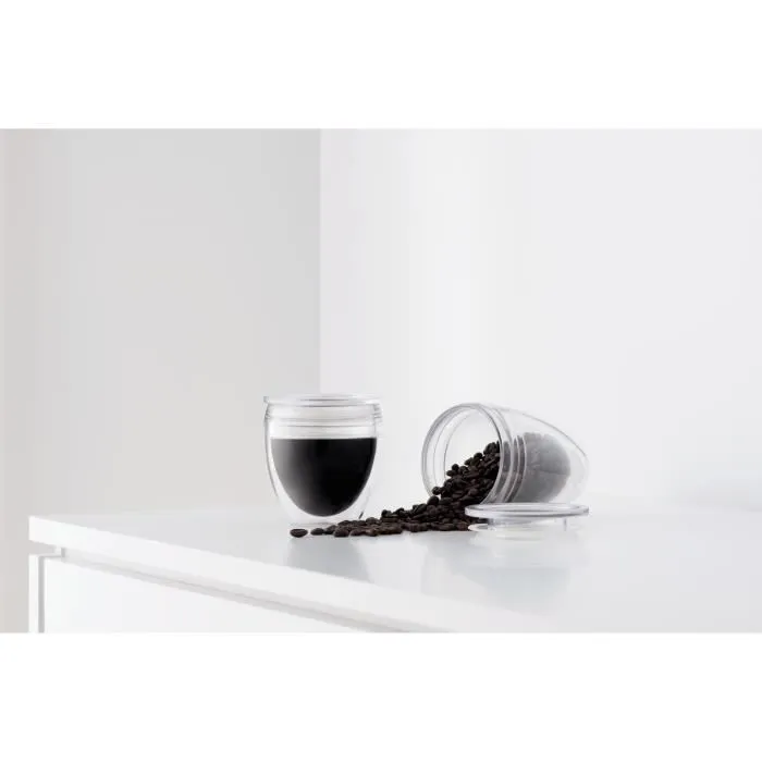 Bodum Set 2 Gobelets à Emporter Pavina To Go 30 cl - Double Paroi Sans BPA, Couvercle Hermétique, Transparent pour Boissons Chaudes/Froides et En-cas