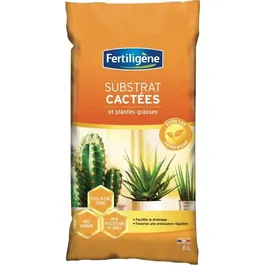 Fertiligene - Terreau pour cactus et plantes grasses 6L avec engrais et drainage, fabriqué en France