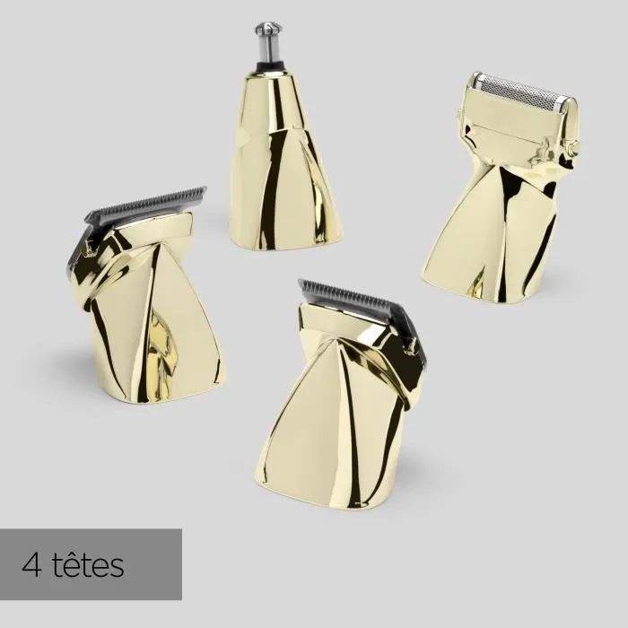 Babyliss Tondeuse Multi-Usages 15-en-1 Super-X Metal MT992E Sans Fil avec 4 Têtes, Autonomie 5h, Edition Gold & Navy, Tondeuse Barbe Corps