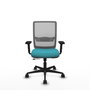 Chaise Haches Synchrone/Traslack tissu Turquoise Maille Gris Base en nylon noir Accoudoir 2D Sans appui-tête Roulettes 65mm nylon