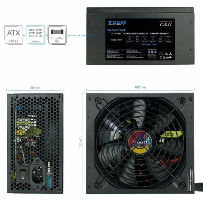 Bloc d’Alimentation TooQ TQAPOLO-750SP ATX 750 W CE - RoHS