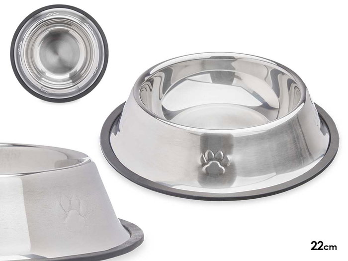 Mascow Gamelle pour chien métallique avec pieds en caoutchouc 22 cm, 300 ml (Set de 12) Mascow Gamelle pour chien métallique avec pieds en caoutchouc 22 cm, 300 ml (Set de 12)