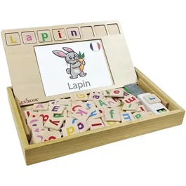 Lexibook Bio Toys L'Ecole des Mots - Jeu éducatif en bois bilingue Français/Anglais pour enfants à partir de 3 ans
