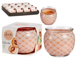 Acorde Vela en pot en verre parfum pêche dimensions 7x7x6 cm (Set de 12)