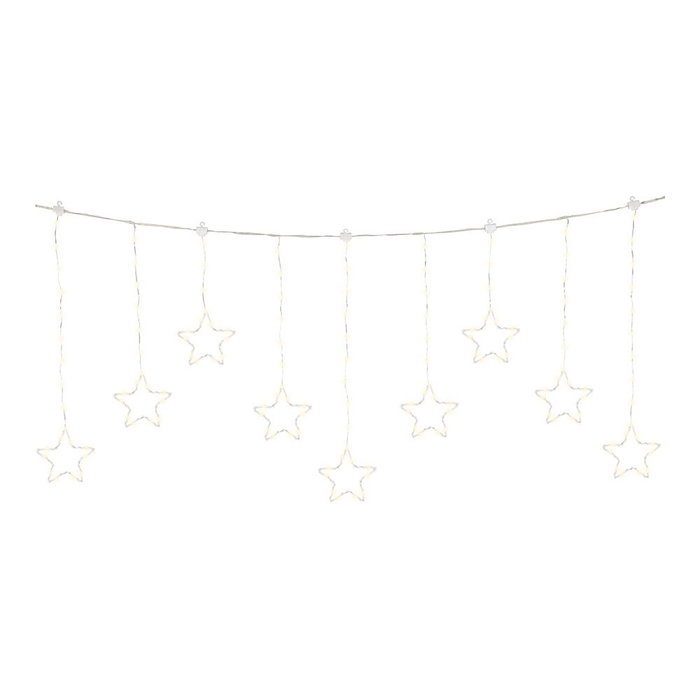 Lumineo Rideau de lumières LED avec étoiles, blanc chaud, 1,2 m