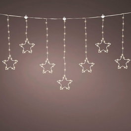 Lumineo Rideau de lumières LED avec étoiles, blanc chaud, 1,2 m