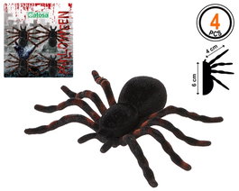 Décoration d'araignées noir et orange Halloween 6cm (4 pièces)