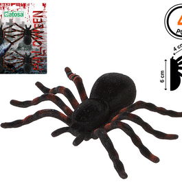 Accessoire Déco Halloween - 4 Araignées en Plastique Noir et Orange 6 cm - Pour Décor de Fête Effrayante