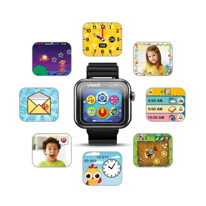 VTECH - KIDIZOOM SMARTWATCH MAX NOIRE - Montre connectée enfant pour selfies et vidéos avec écran tactile couleur - 5 à 14 ans - Version française