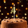Party Time Bougie Anniversaire Chiffre 4 Or