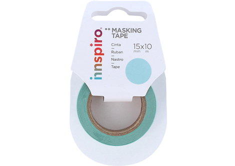 Innspiro Cinta masking tape Washi vert clair 15mm x 10m Serie Lisos Básicos