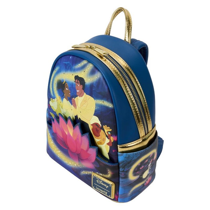 Loungefly Sac à dos Disney 15th Anniversary Tiana et la Grenouille 26 cm en simili cuir vegan avec détails phosphorescents et LED