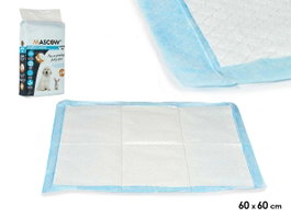 MASCOW Lot de 10 protections absorbantes 60x60cm avec adhésif Bleu-Blanc