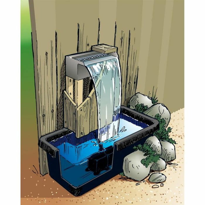 Ubbink Kit Cascade Niagara 60 LED avec Lame d'eau Inox