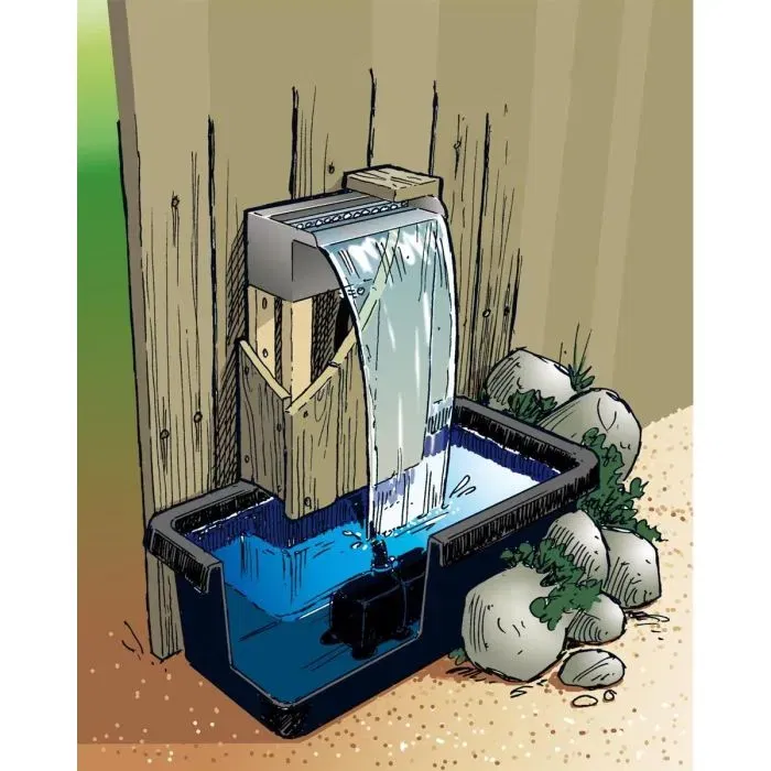 Ubbink 401379 Ensemble cascade Niagara 60 cm avec éclairage LED et pompe pour bassin de jardin