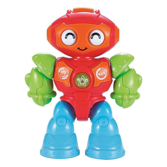 TACHAN Robot Mini Interactif avec Lumières et Sons, Visage Changeant, Bras et Jambes Mobiles, Fonctionne en 6 Langues, Jouet Éducatif pour Enfants dès 6 Mois