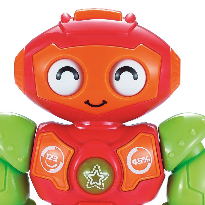 TACHAN Robot Mini Interactif avec Lumières et Sons, Visage Changeant, Bras et Jambes Mobiles, Fonctionne en 6 Langues, Jouet Éducatif pour Enfants dès 6 Mois