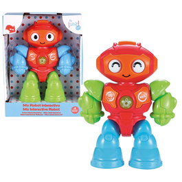 TACHAN Robot Mini Interactif avec Lumières et Sons, Visage Changeant, Bras et Jambes Mobiles, Fonctionne en 6 Langues, Jouet Éducatif pour Enfants dès 6 Mois
