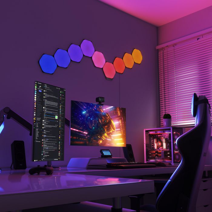 Nanoleaf - Kit de Démarrage Hexagones Ultra Noir Édition Limitée 9 Panneaux - Éclairage LED RGB Intelligent avec Rythme Musical, Miroir d'Écran et Commandes Tactiles