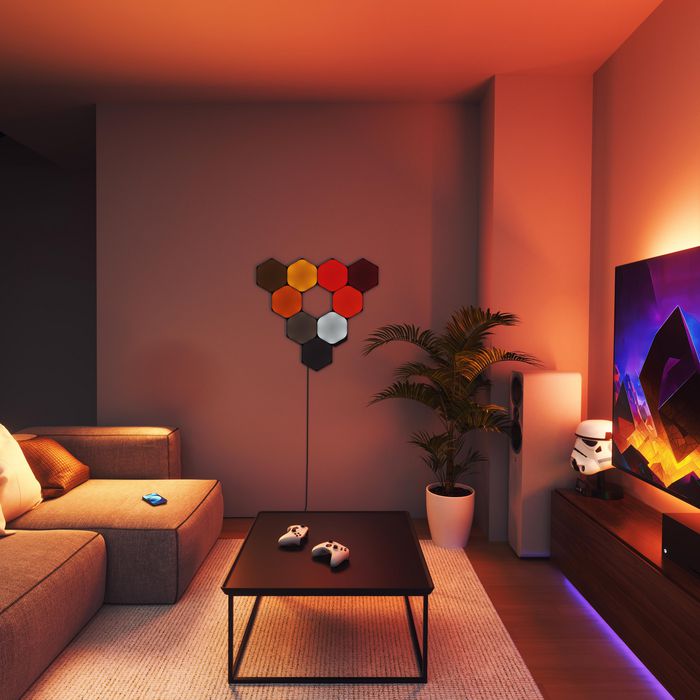 Nanoleaf - Kit de Démarrage Hexagones Ultra Noir Édition Limitée 9 Panneaux - Éclairage LED RGB Intelligent avec Rythme Musical, Miroir d'Écran et Commandes Tactiles