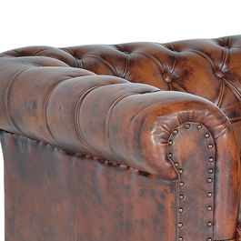 GINER Y COLOMER Sillón Chester Fauteuil en Cuir Brun et Métal - 70x96x82 cm - Fauteuil en Cuir Naturel