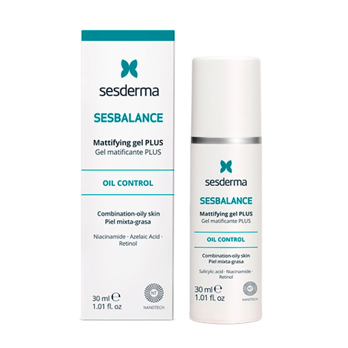 Sesderma SESBALANCE Gel Sébo-Régulateur Plus pour Peaux Mixtes à Grasses - Matifiant et Réducteur de Brillance - 30 ml