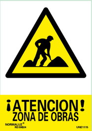 Panneau luminescent ATENCION ZONA OBRAS 21x30 RD30024