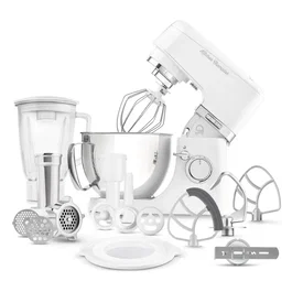 Sencor Kitchen Champion STM 6350WH - Robot pâtissier 1000 W, bol 4.5 L, 8 vitesses, pétrissage planétaire, accessoires inclus (hachoir, batteur, fouet) - Blanc