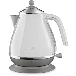 De'Longhi KBOC2001.W Bouilloire Icona Capitals 1.7L Acier Inoxydable 900W - Base Pivotante 360°, Filtre Anticalcaire Amovible - Blanc