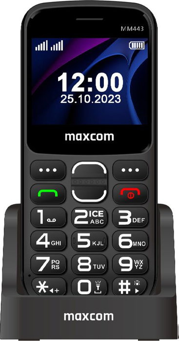 MAXCOM Téléphone mobile senior 4G avec base de chargement