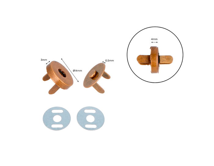 Innspiro Fermoir Magnétique Rond en Fer Or Vieilli 14 mm