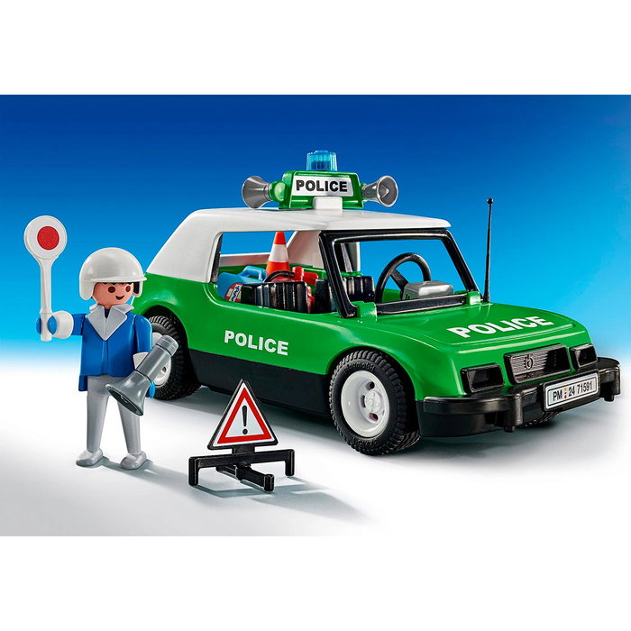 Playmobil - Voiture de Police Classique - Set d'Anniversaire 50 Ans - Réédition du Modèle 3215 de 1977 - Jouet avec Figurines - Référence 71591