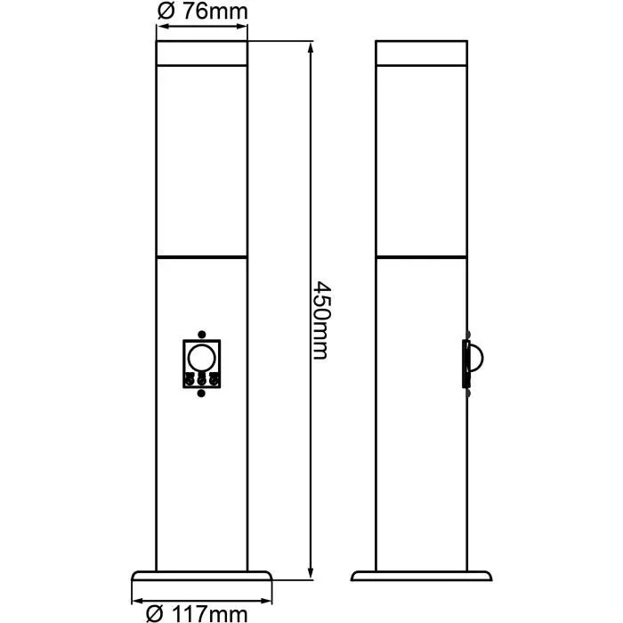 Brilliant DODY E27 - Potelet extérieur avec détecteur de mouvement, métal/plastique noir, IP44, ampoule non incluse